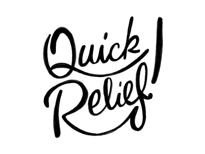 Quick Relief! hand drawn lettering typography