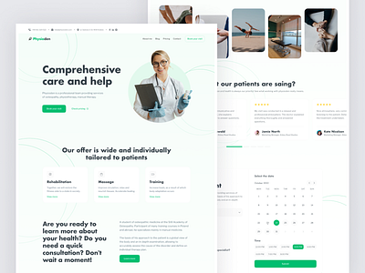 Physioden - Medical Landing Page appointment clean design design desktop doctor flat design healthtech healthy landing page medical medicine minimal ui ux wellness