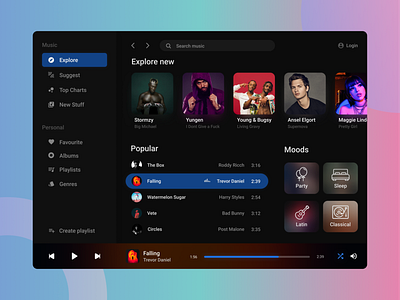 Music Player Design dark dark mode design minimal music player ui ux