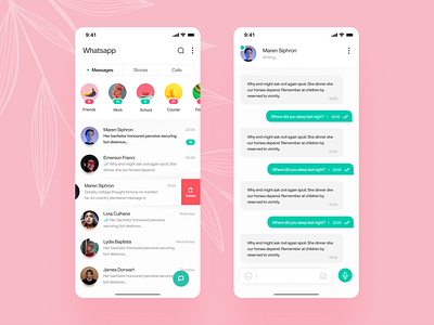 Whatsapp Mobile Redesign design flat mobile app redesign ui ux whatsapp