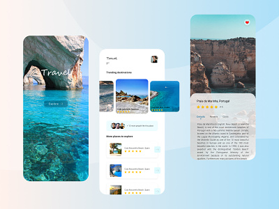Travel adventure app app design blue clean design minimal mobile oceam rest simple tourism travel travel app ui ux vacations