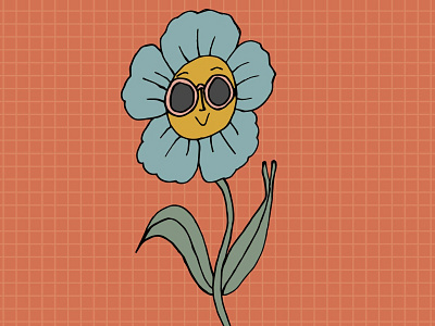 Groovy Flower Fella flat design flat illustration floral logo flower illustration flower logo grid design peaceful retro retro illustration
