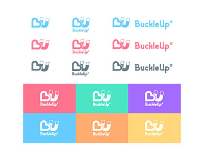 BuckleUp logo variations app branding color dating logo