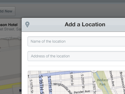 Prjctz Modal app field header location map modal panel popup text ui web window