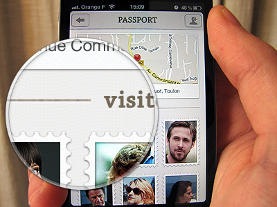 Passport Concept App address app avatar check iphone map passport pin stamp texture ui user