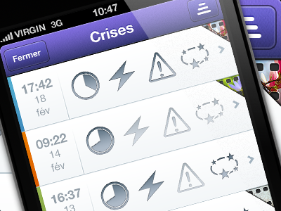 Crises app bar glyph icon iphone medic medication nav row table ui video view