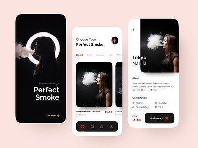 E-Ciggarette Shop black white dailyui dope e cigarette inspiration minimal mobile mobile app mobile app design mobile design mobile ui trends ui ui ux ui design uidesign ux ux design uxdesign vape