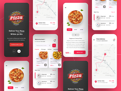 Pizza Delivery App Design app delicious delivery eat fast food graphic design illustration order pizza ui ux