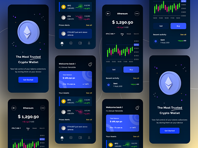 Cryptocurrency Wallet App Design app bitcoin crypto currency dark ethereum mining mobile money paypal statistic trading ui ux wallet withdraw