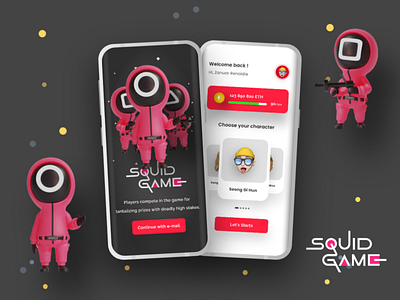 Squid Game App app doll game games korea kpop mobile movie play player squid ui ux