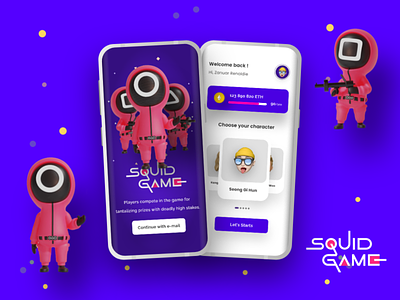 Squid Game App adobe character figma games korea lose mobile movie play squid ui ux winner xd