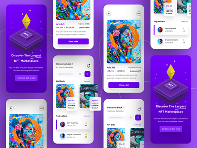 NFT Market App Design app art artwork crypto design graphic mobile money nft sale ui ux wallet