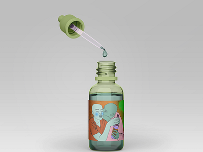 Dropper Bottle with My İllusturation bottle design bottle mockup illustraion