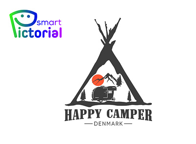 HAPPY CAMPER/brand/logo branding design graphic design illustration logo logo designer logo maker professional logo creator smart pictorial smartpictorial vector