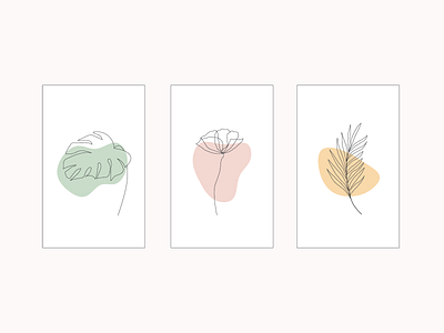 Flowers & Leaves abstract adobe adobe illustrator aesthetic aesthetics blobs design fern green illustration monstera palm leave palmtree pink plants poppy prints yellow