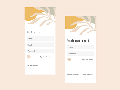Sign In abstract adobe adobe illustrator aesthetic aesthetics blobs design fern illustration iphone login mockup pink sage signin ui ui design uidesign uiux yellow