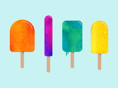 Popsicles abstract adobe adobe illustrator aesthetic aesthetics color colorful colors design green illustration orange popsicle popsicles purple summer summertime watercolor yellow