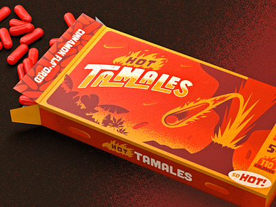 Candy Box Redesign - Hot Tamales Edition after effects branding c4d candy design hot hot tamales illustration illustrator lettering logo packaging texture typography