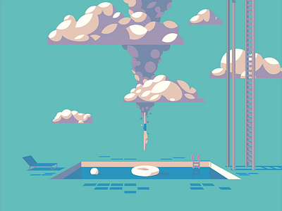 Dive Bomb clouds dive illustration illustrator ladder pool