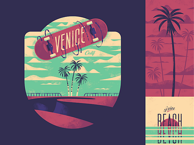 Venice Beach Badge badge beach ca california lettering palm skate skateboard venice