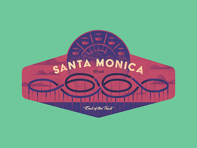 Santa Monica Badge 66 beach california pier route 66 santa monica