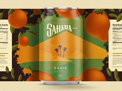 Sahara Soda can design can desert oasis pop sahara soda