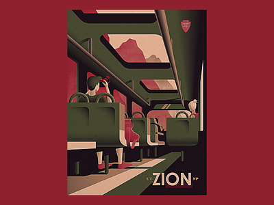 Zion Bus bus gradient illustrator national park nps photoshop texture zion