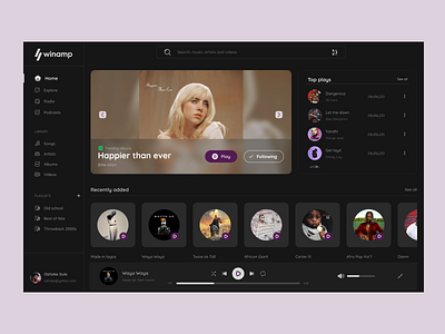 Winamp Music player redesign design music music player ui uidesign