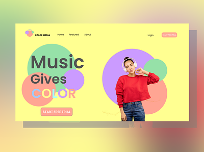 Color Media color palette music music streaming website pastel color playlist solid color ui ux uidesign webdesign