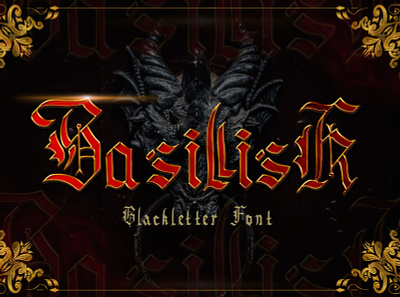 Basillisk - Blackletter Font branding design display font imagination logo quote