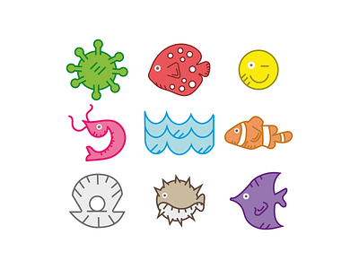 pictogramas vida marina colors design illustration logo pictogram typography vector