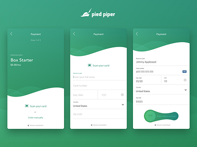 Check Out Page checkout mobile payment pied piper ui