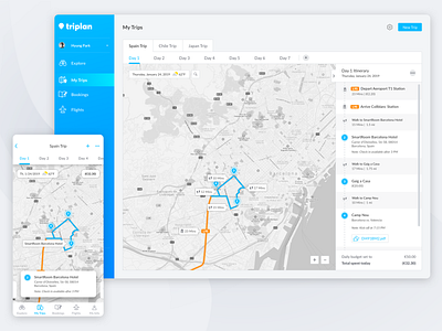 Triplan design icon map planner travel travel app ui ux