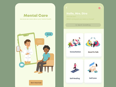 Mental Care app app design flat illustration minimal ui ux