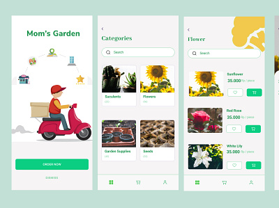 Mom's Garden Apps app branding design flat illustration illustrator minimal mobile mobile app ui ux