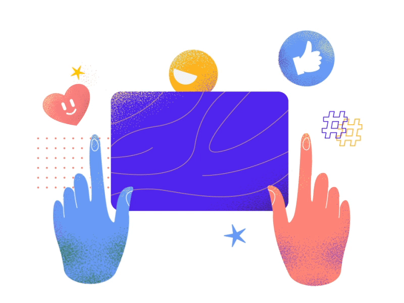 The Social Media Calendar animation calender design emoji hand hashtag heart illustration like social social media ui web