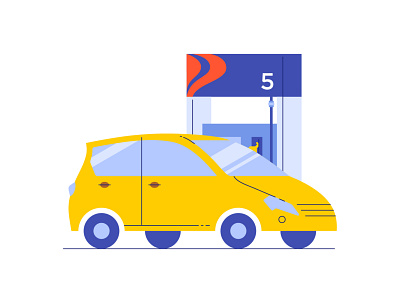 Park Your Car at a Pump Station car design illustration petrol petrol station pump vector