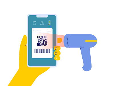 Scan QR Code design hand illustration mobile payment qrcode scan vector