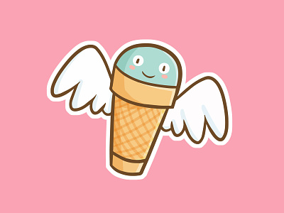 Ice can Fly branding cartoon cone cute design flying funny ice cream illustration kawaii smile vector