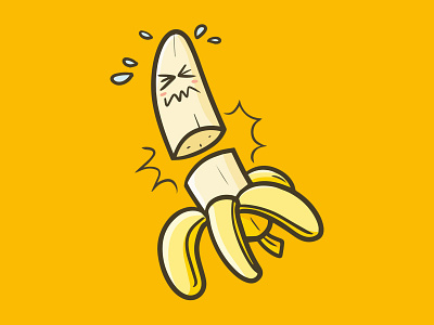 Hurting Banana banana cartoon cute cutted design fruit funny illustration kawaii slash vector