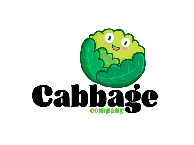 Cabbage co branding cabbage cartoon cute design funny illustration kawaii logo typography vector vegetable