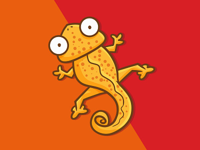 Orange Chameleon anijmal cartoon chameleon cute design funny illustration kawaii orange red vector
