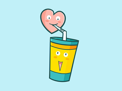 Love drink cartoon cute design drink funny glass heart illustration kawaii love smile vector