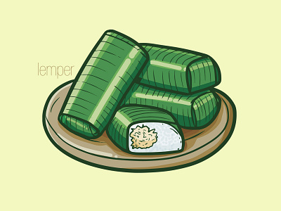 Lemper cartoon cute design funny illustration indonesia kawaii lemper snack vector yummy