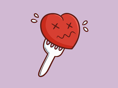 Hurt Heart broken cartoon cute design emotion expression fork funny heart hurt illustration kawaii love vector