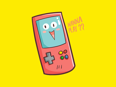 Portable game cartoon cute design funny game illustration kawaii mascot portable smile vector videogame