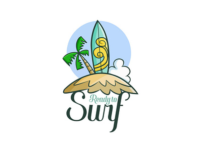 Ready to Surf beach cartoon cute design funny humour illustration merch design merchandise design shirt design simple design summer surf surfboard surfer surfing