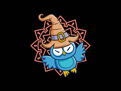 Owl Wizzard cartoon design funny funny halloween funny owl illustration kawaii mandala owl owl blue owl cartoon owl cute owl flying owl illustration owl merch owl wizzard witch witchcraft witchy wizzard