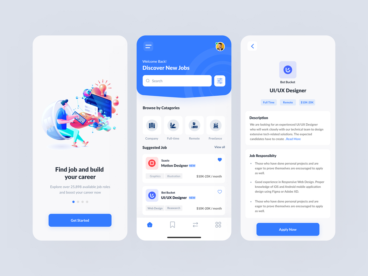 Job searching app by Md. Rakibul Hasan on Dribbble