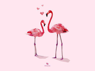 Flamingo Love birds flamingo geometrical love low poly polygonal